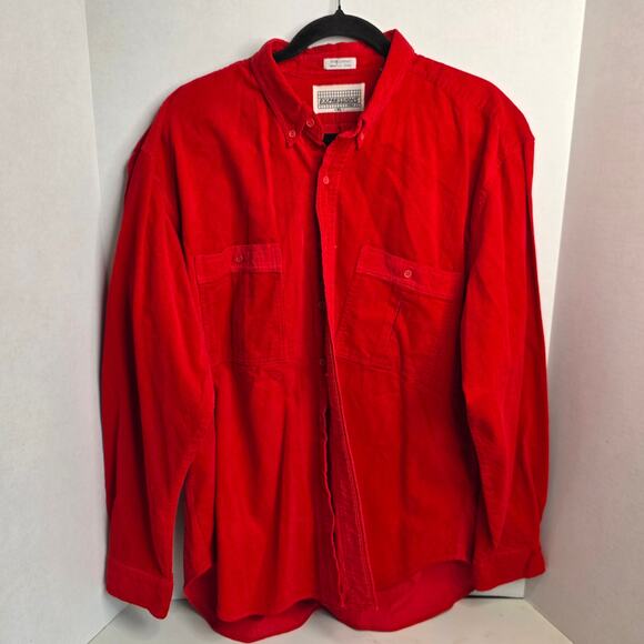 Expressions, Vintage 90's Red Corduroy Long Sleeve Button-Up, Mens, XL - Picture 1 of 8